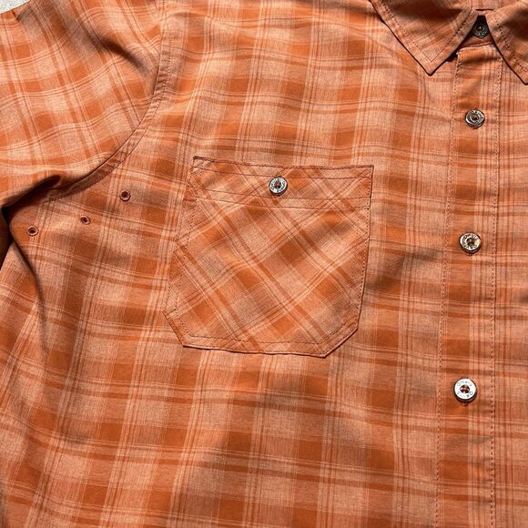 Orvis Men's Classic Collection ORANGE Plaid Short Sleeve Button Shirt Mens XL - Picture 3 of 7